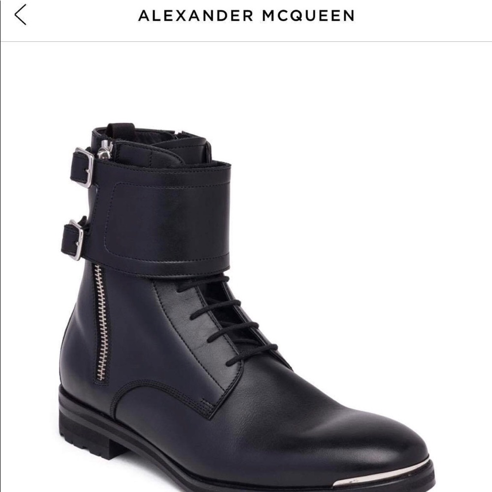 Alexander McQueen mens leather combat boots